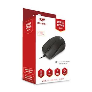 Mouse Usb Optico Preto MS-26BK com Cabo de 2 Metros C3TECH