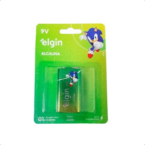 Pilha Bateria Alcalina 9V 6LR61 Blister com 1 unidade ELGIN