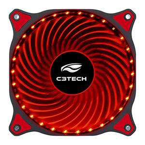 Microventilador Cooler Fan 120 x 120 x 25 (Conector Placa e Fonte) F7-L130RD c/ 30 Leds Vermelho C3TECH
