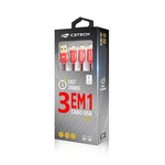 Cabo Usb 3 em 1 (2 V8 + 1 Iphone) 4A 1.2 Metros Vermelho CB-300RD C3TECH