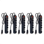 Kit de 5 Unidades Filtro de Linha 5 Tomadas Bivolt Preto com Liga / Desliga MEGATRON