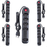 Kit de 5 Unidades Filtro de Linha 5 Tomadas Bivolt Preto com Liga / Desliga MEGATRON