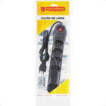 Kit de 5 Unidades Filtro de Linha 5 Tomadas Bivolt Preto com Liga / Desliga MEGATRON